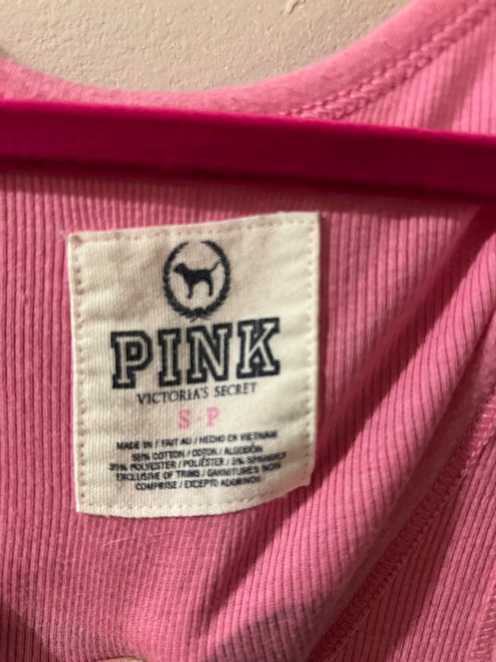 Victoria's Secret PINK Ribbed Tank Top/Muscle Shirt in Hot Pink Size Small - Picture 2 of 5
